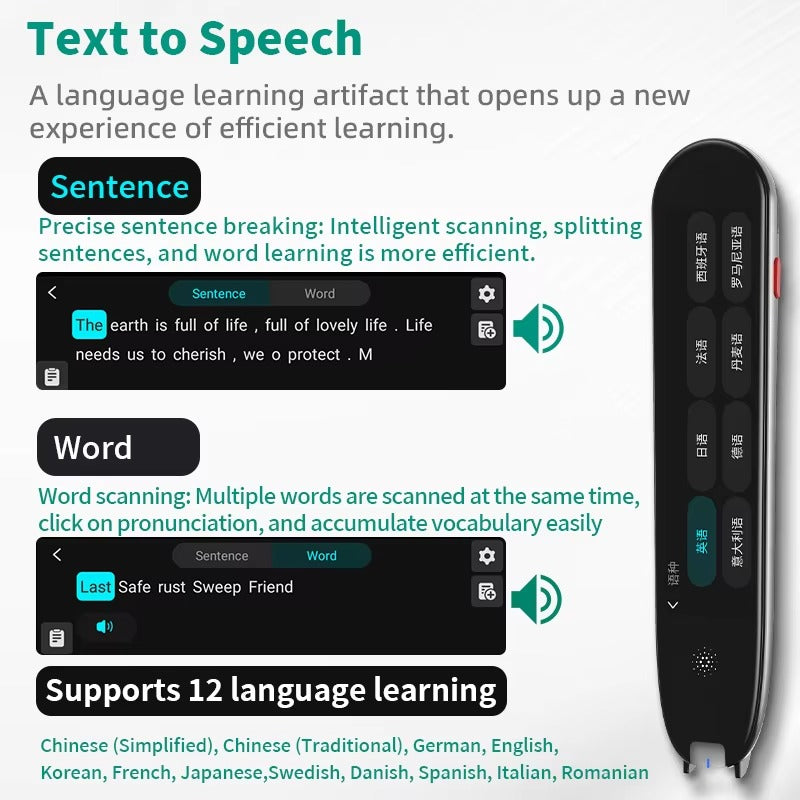 VORMOR V07 Smart Scan Reader Pen Portable OCR Reader Pen Text Scanner Digital Reading Language Translation Pen
